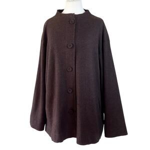 Eileen Fisher Brown Wool Lagenlook Boxy Coat // Size XL‎